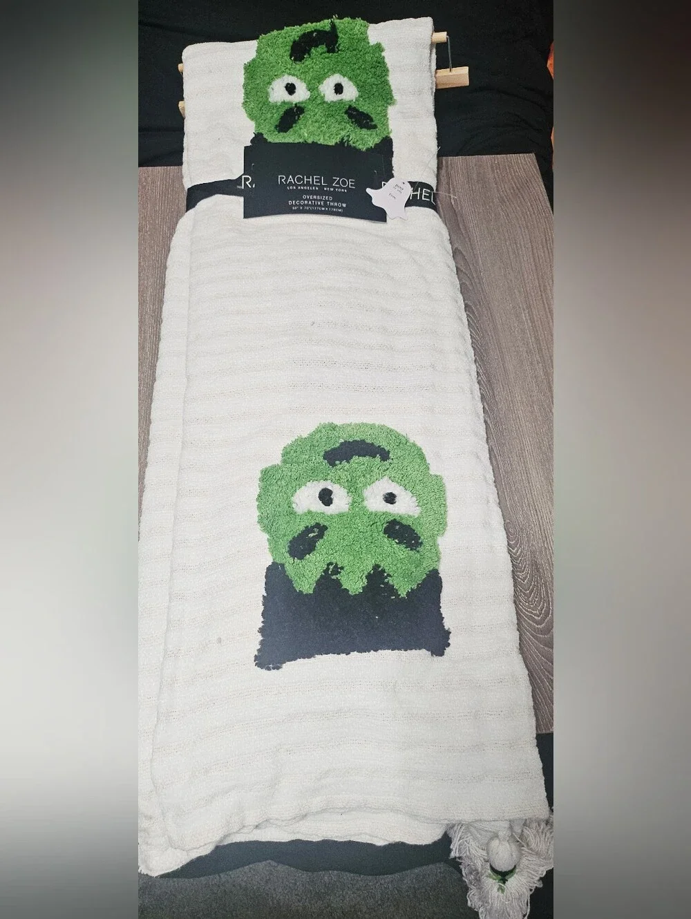 RARE Rachel Zoe Oversized Halloween Frakenstein Decorative Throw 50 x 70 NWT